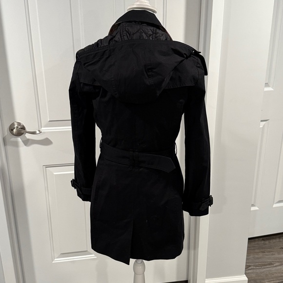 Burberry Lined Quilted Black Belted Trench Coat With Detachable Hood Liner Sz 6 - Picture 5 of 16